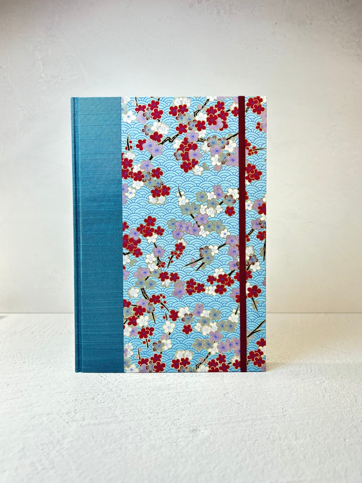 (PRE-ORDER October Delivery) B5 192-page Hardcover Notebook finished in Red and White Cherry Blossom Chiyogami Paper