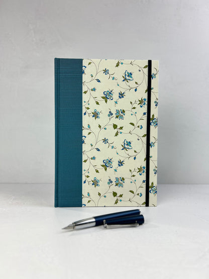 B5 Hardcover Notebook finished in Delicate Blue Italian Florentine Print