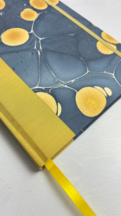 A5 160-page Hardcover Journal finished in Yellow Gold and Indian Hand-Marble