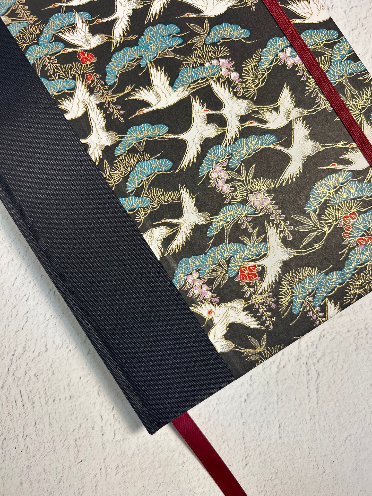 B5 Hardcover Notebook with White Cranes Chiyogami Japanese Paper