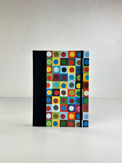 A5 160-page Hardcover Journal finished in black Japanese book cloth and Field of Flower Circles by Dee Hardwicke