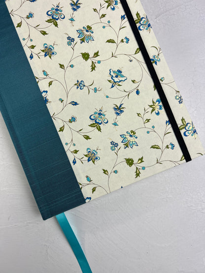 B5 Hardcover Notebook finished in Delicate Blue Italian Florentine Print