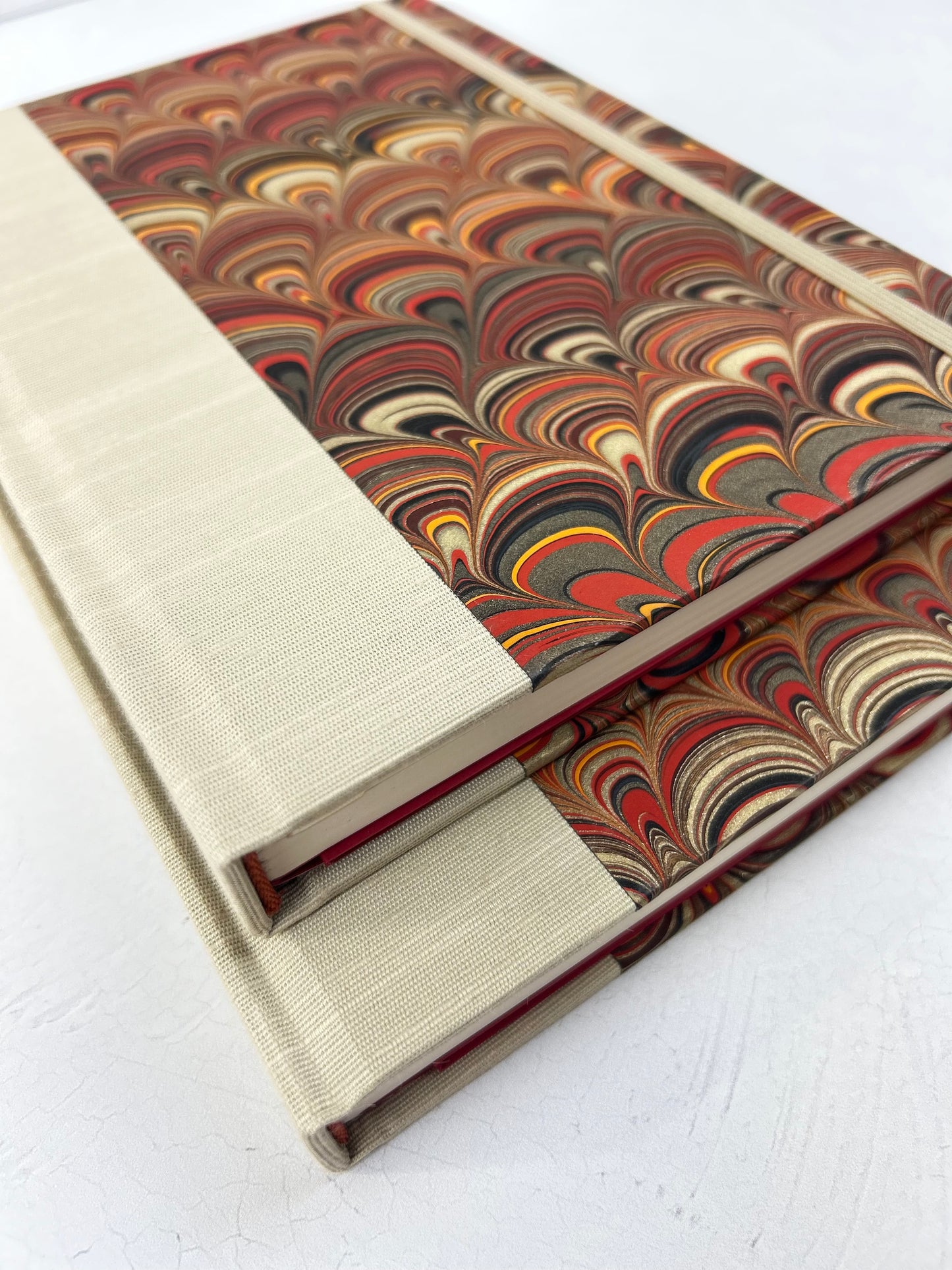 A5 Hardcover Notebook finished in Platinum Japanese book cloth and Italian hand-marbled Renato Crepaldi paper
