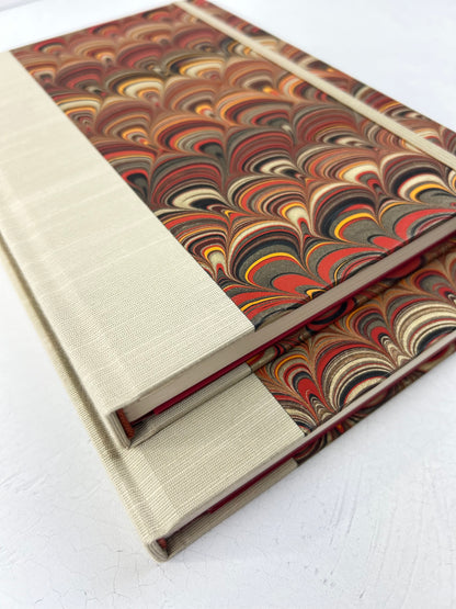 A5 Hardcover Notebook finished in Platinum Japanese book cloth and Italian hand-marbled Renato Crepaldi paper