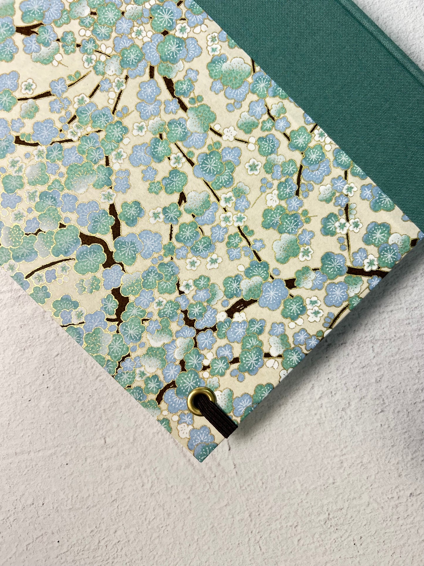 A5 160-page Hardcover Notebook finished Blue Cherry Blossoms Chiyogami Japanese Paper