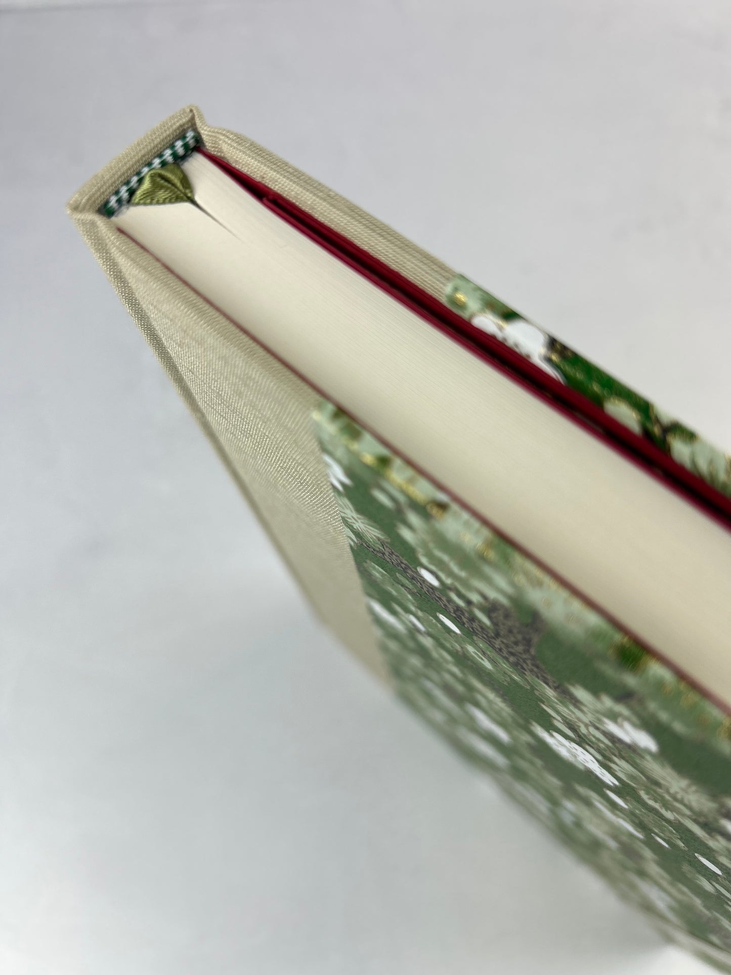 A5 160-page Hardcover Journal finished in Platinum Japanese book cloth and Cherry Blossom Chiyogami Paper