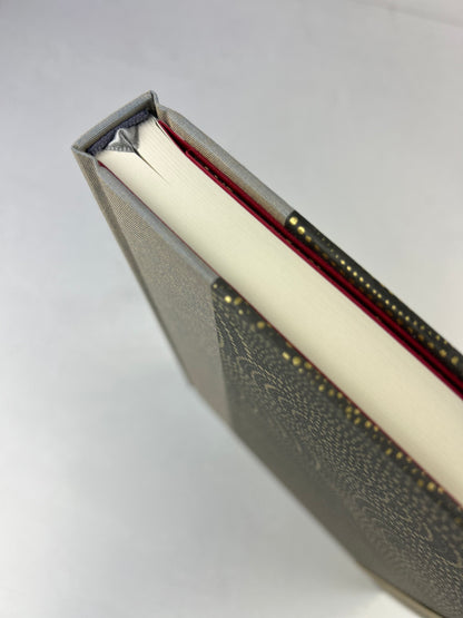 A5 160-page Hardcover Journal finished in Blue Gold Japanese book cloth and Gold on Bronze Chiyogami Decorative Paper