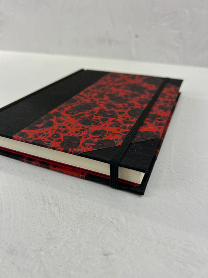 A5 160-page Hardcover Journal finished in Black Mohair Japanese book cloth and hand marbled paper by Daniel Gaál