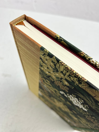 NEW A5 Hardcover Notebook finished in Bronze Japanese book cloth and Classic Green Gold Chiyogami Paper