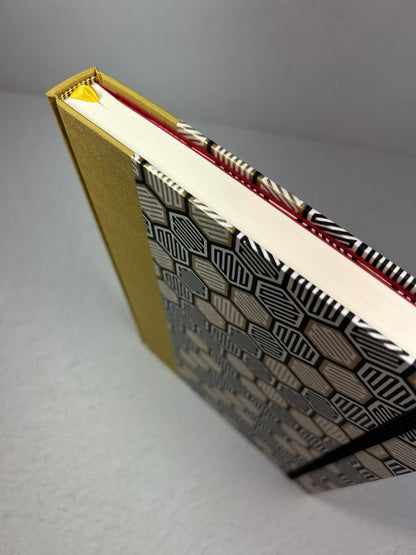 B5 Hardcover Notebook with Yellow and Black Honeycomb Chiyogami Japanese Paper