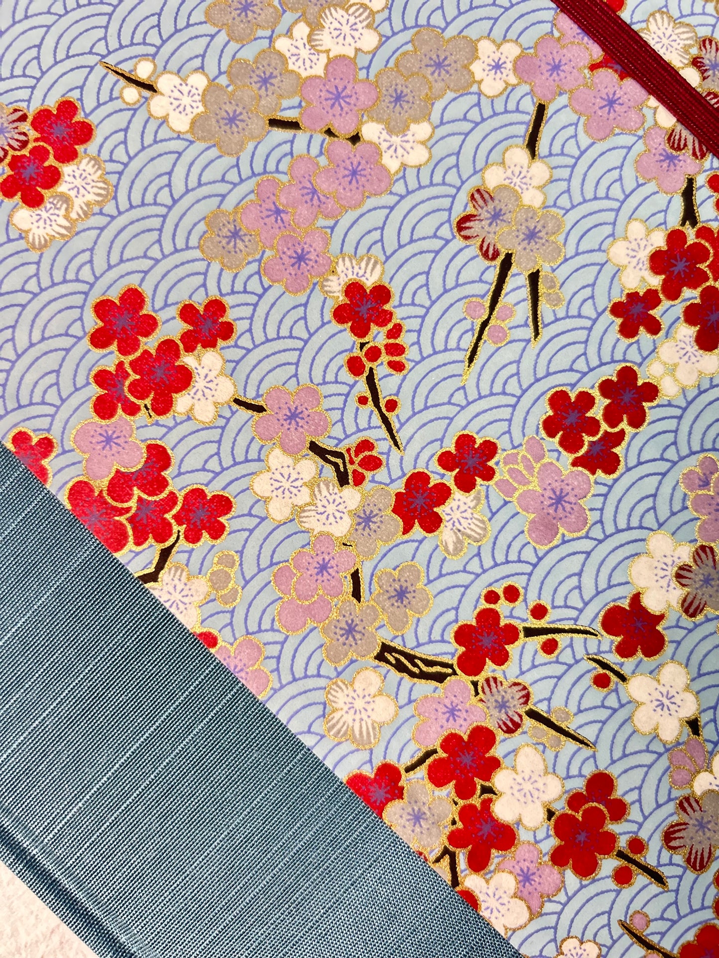 (PRE-ORDER October Delivery) B5 192-page Hardcover Notebook finished in Red and White Cherry Blossom Chiyogami Paper