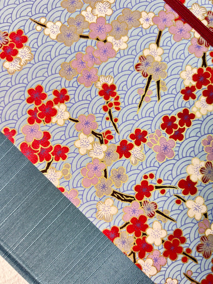 (PRE-ORDER October Delivery) B5 192-page Hardcover Notebook finished in Red and White Cherry Blossom Chiyogami Paper