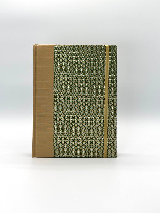 Hardcover Notebook finished in Green and Gold Chiyogami Paper