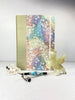 NEW B5 Hardcover Notebook finished in Celery Green Japanese Bookcloth and Rainbow Flowers Chiyogami Paper