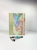 NEW A5 Hardcover Notebook finished in Celery Green Japanese Bookcloth and Rainbow Flowers Chiyogami Paper