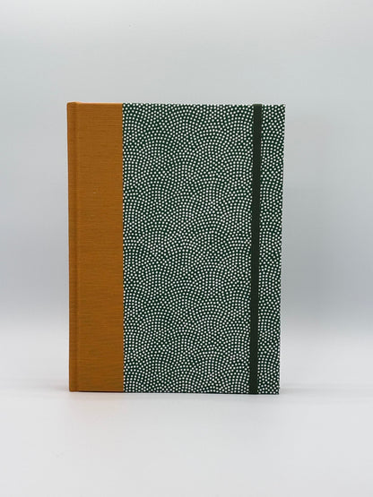 Hardcover Notebook with White dots on Green Chiyogami Japanese Paper