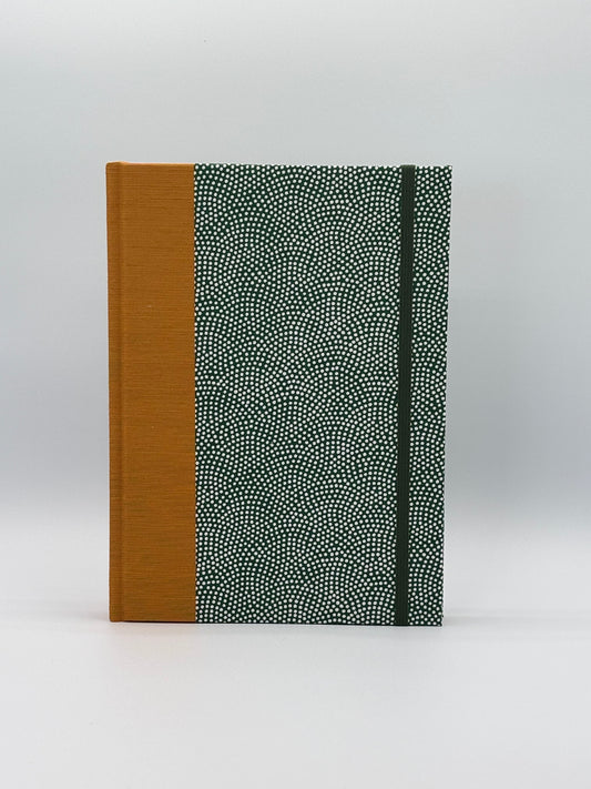 Hardcover Notebook with White dots on Green Chiyogami Japanese Paper