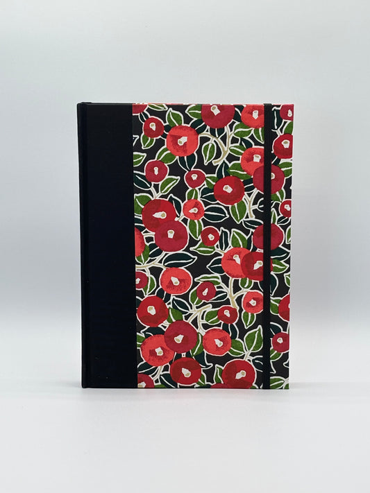 Hardcover Notebook with Red Poppies on Black Chiyogami Japanese Paper