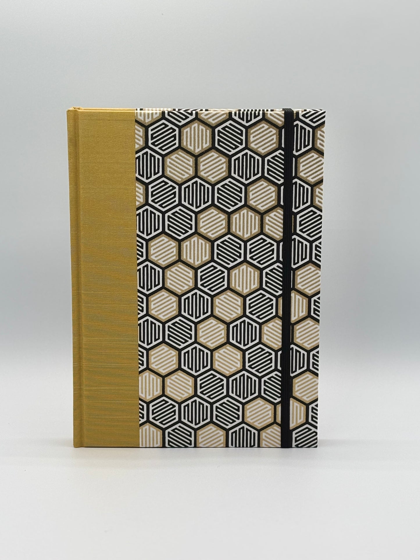 Hardcover Notebook with Yellow Honeycomb on  Cream Chiyogami Japanese Paper