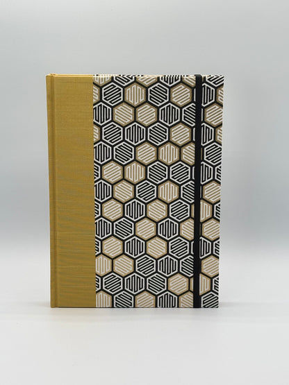 Hardcover Notebook with Yellow Honeycomb on  Cream Chiyogami Japanese Paper