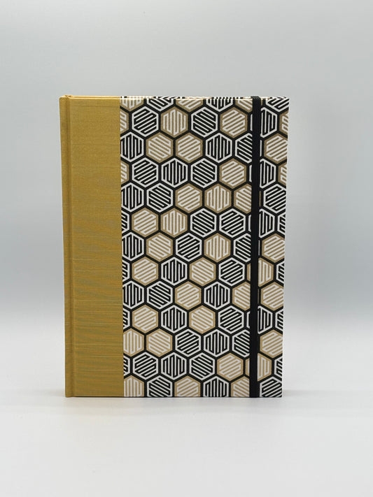 Hardcover Notebook with Yellow Honeycomb on  Cream Chiyogami Japanese Paper
