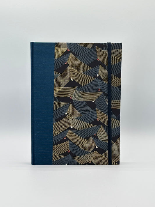 Hardcover Notebook with Golden Peaks on Black Chiyogami Japanese Paper
