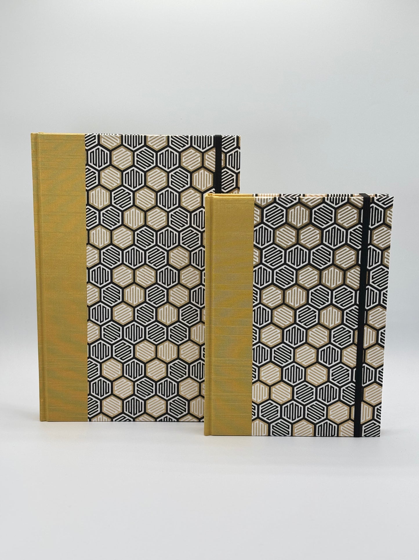 Hardcover Notebook with Yellow Honeycomb on  Cream Chiyogami Japanese Paper