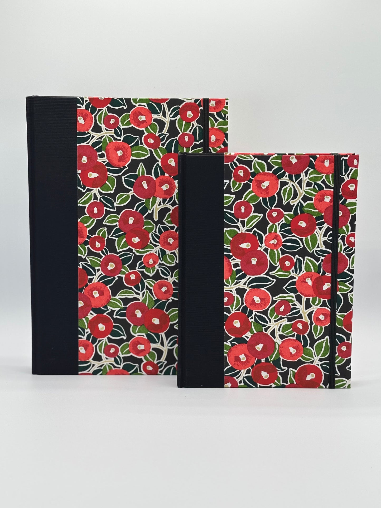 Hardcover Notebook with Red Poppies on Black Chiyogami Japanese Paper