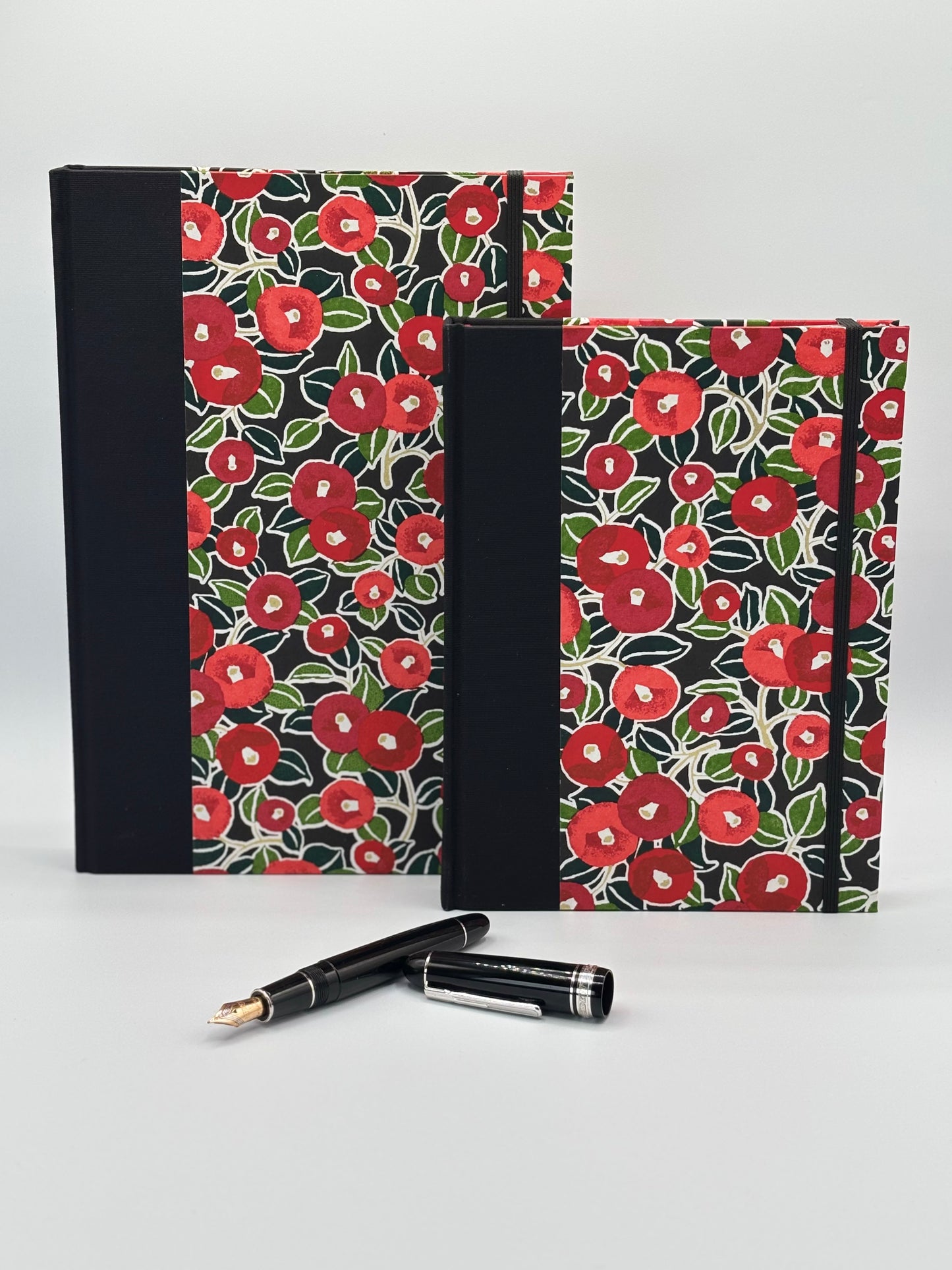 Hardcover Notebook with Red Poppies on Black Chiyogami Japanese Paper