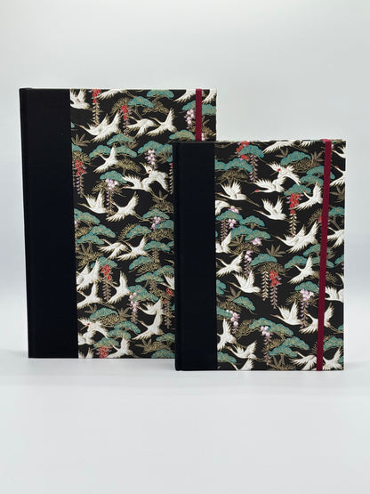 Hardcover Notebook with White Cranes Chiyogami Japanese Paper