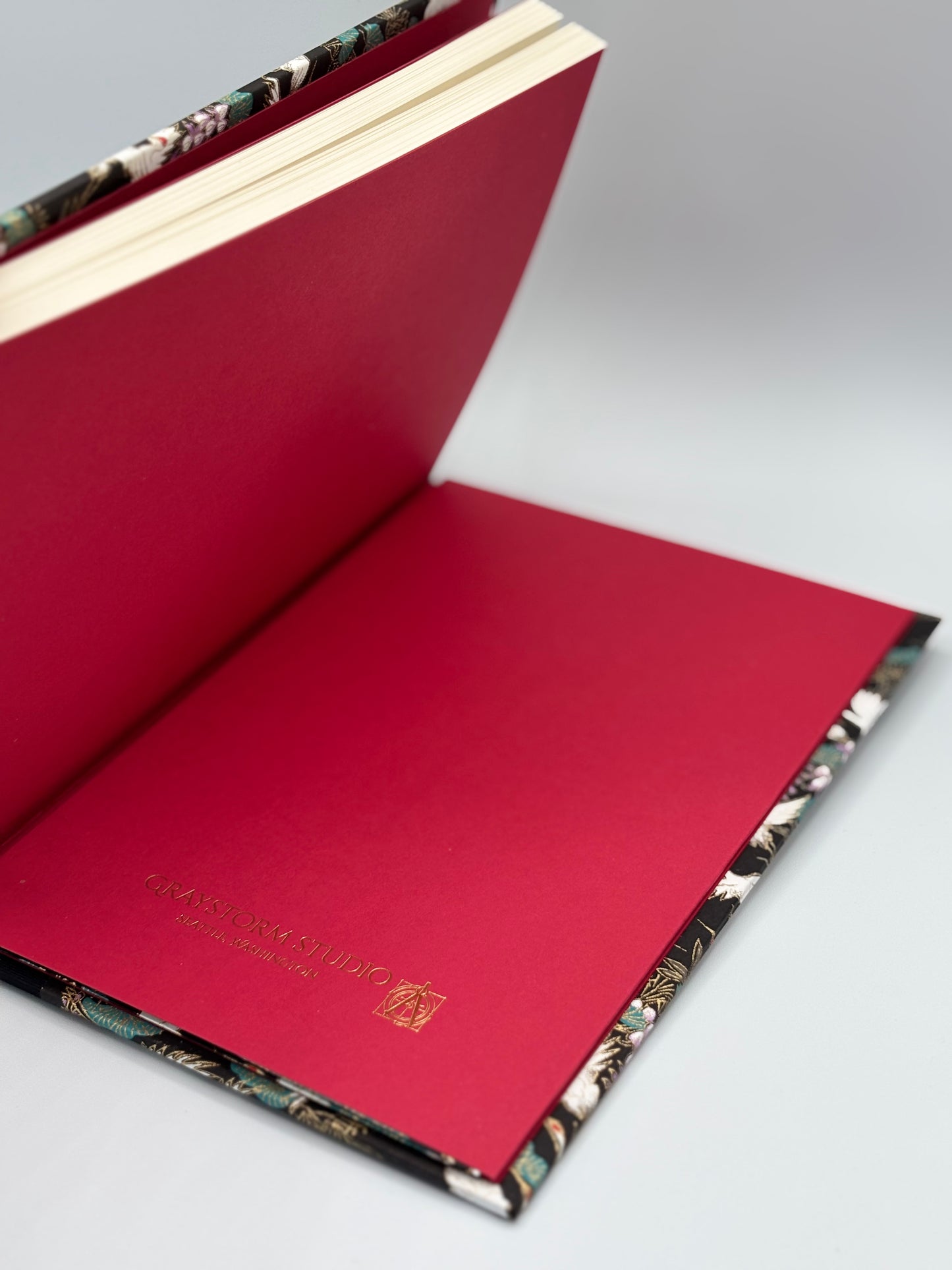 Hardcover Notebook with White Cranes Chiyogami Japanese Paper