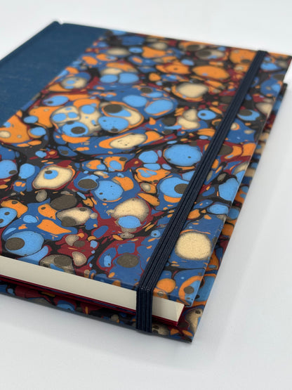 Hardcover Notebook with Blue Marble Italian Paper