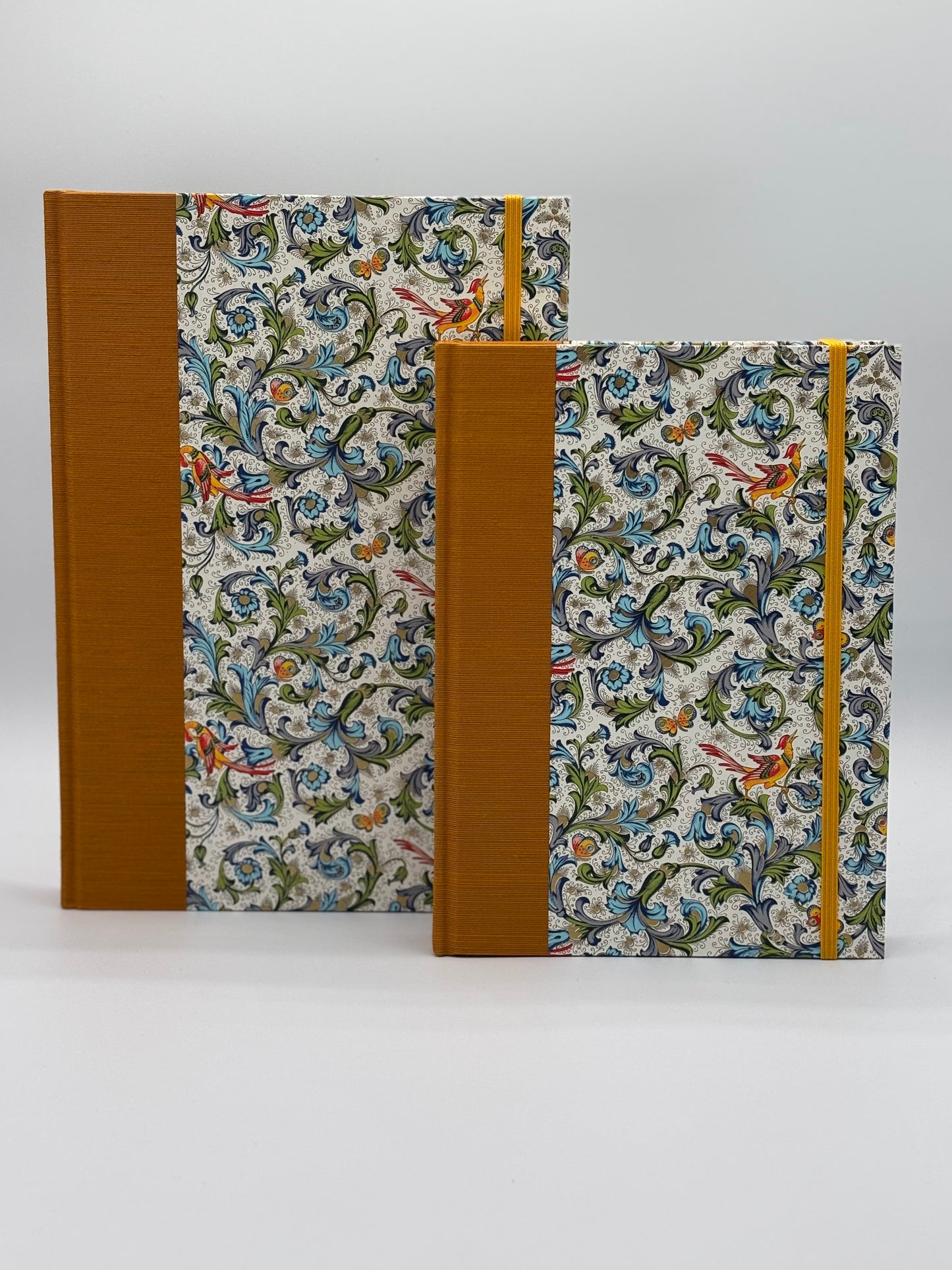 Hardcover Notebook with Yellow Bird with Floral on Cream Chiyogami Japanese Paper