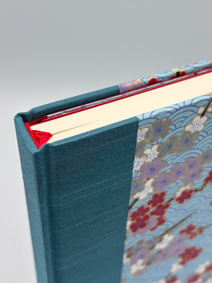 Hardcover Notebook with  Red and White Cherry Blossom Chiyogami Japanese Paper