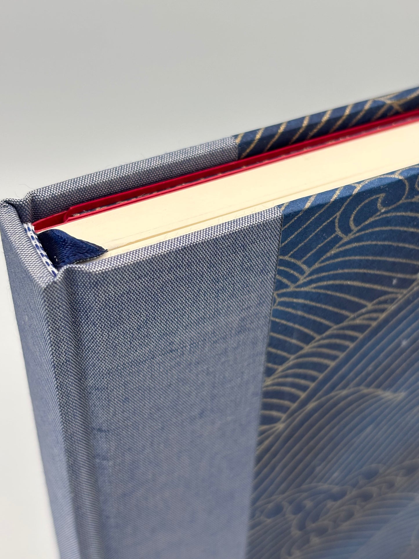 Hardcover Notebook with Golden Waves on Blue Chiyogami Japanese  Paper