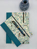 Hardcover Notebook finished in Marine Blue Japanese Bookcloth and Blue Cherry Blossoms Chiyogami Japanese Paper