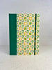 A5 160-page Hardcover Notebook finished in luxurious Green Mohair Japanese Bookcloth with Yellow Flowers Chiyogami Japanese Paper