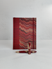 A5 160-page Hardcover Journal finished in Blood Red Japanese book cloth and Renato Crepaldi hand marbled paper