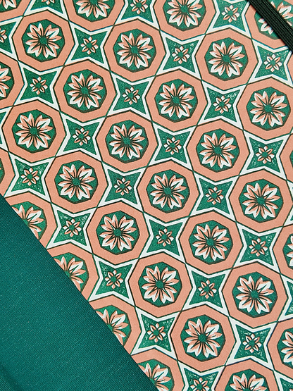 A5 160-page Hardcover Journal finished in Green Mohair Japanese book cloth and Mexican Block Printed Paper