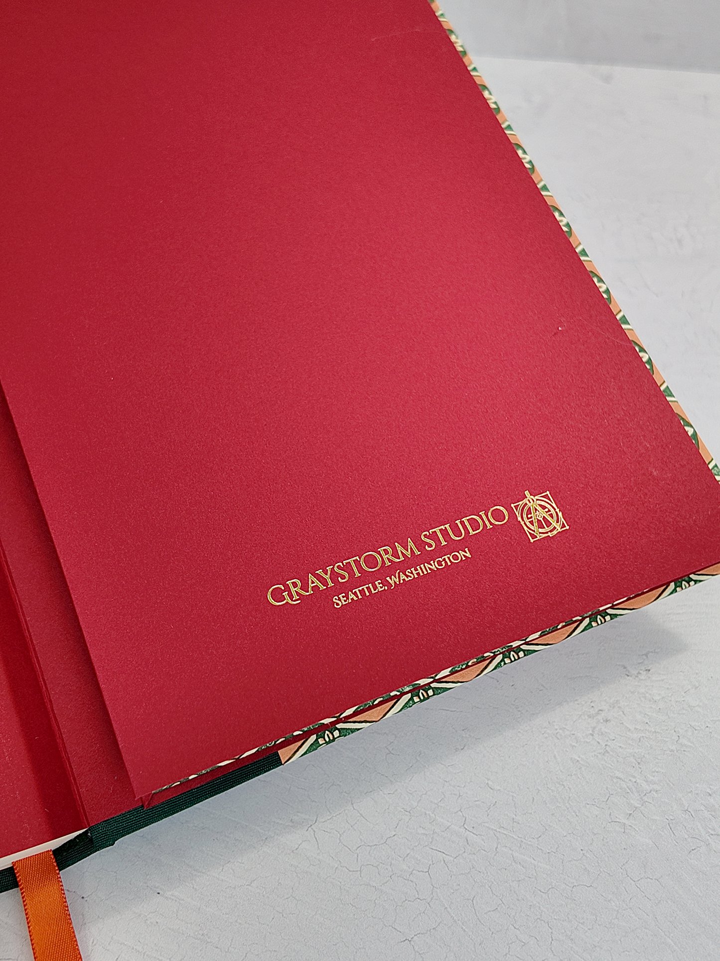 A5 160-page Hardcover Journal finished in Green Mohair Japanese book cloth and Mexican Block Printed Paper