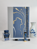 B5 192-page Hardcover Journal finished in Blue/Silver Japanese book cloth and hand marbled Indian paper