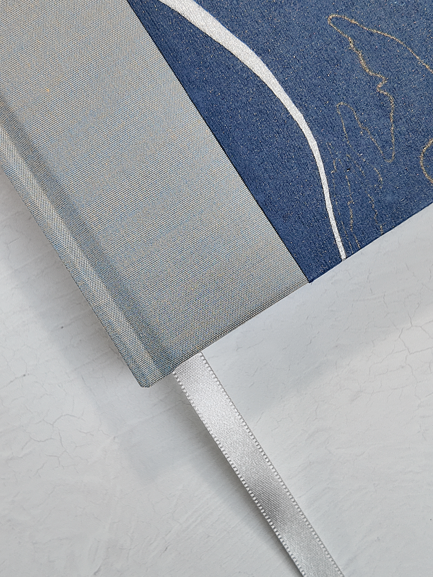 A5 160-page Hardcover Journal finished in Blue/Silver Japanese book cloth and hand marbled Indian paper