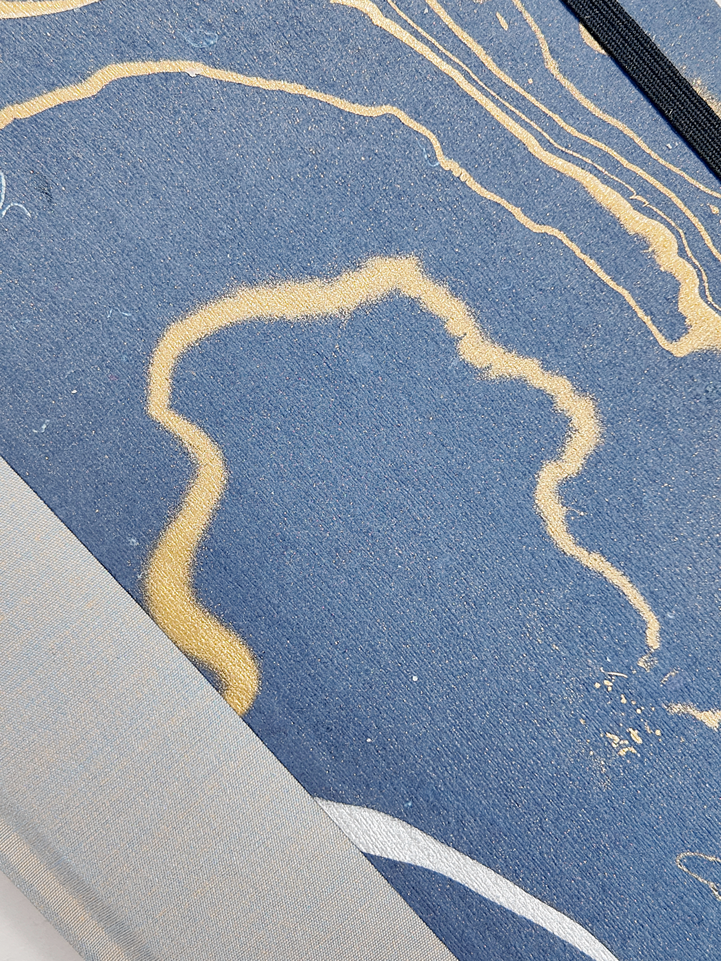 A5 160-page Hardcover Journal finished in Blue/Silver Japanese book cloth and hand marbled Indian paper