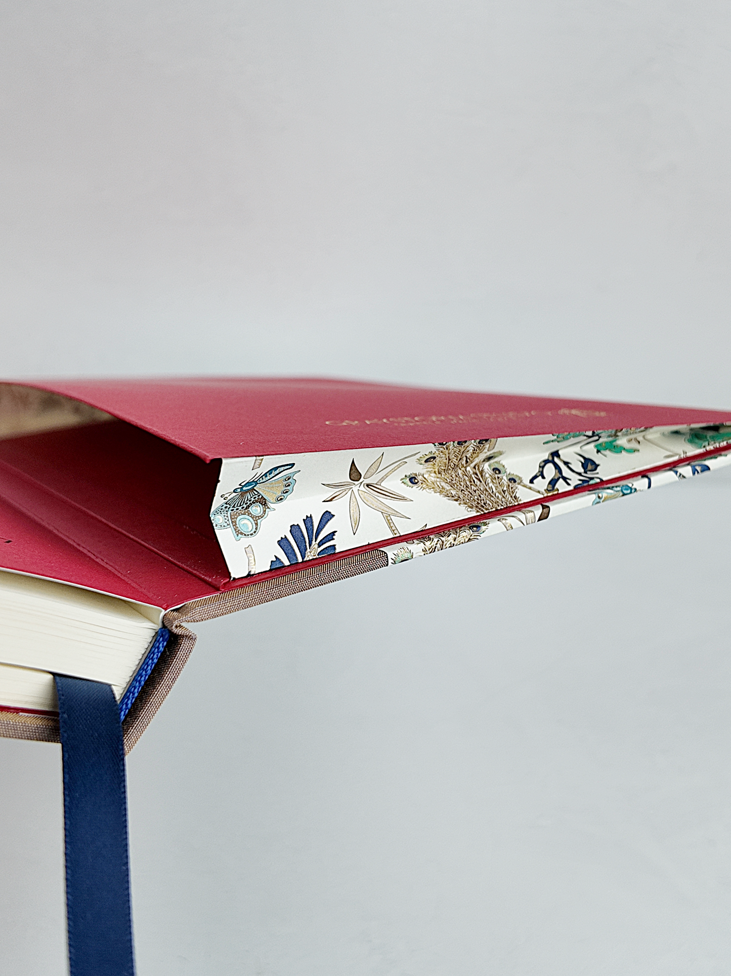 B5 192-page Hardcover Journal finished in botanical Florentine Print and Blue/Gold Japanese Book Cloth