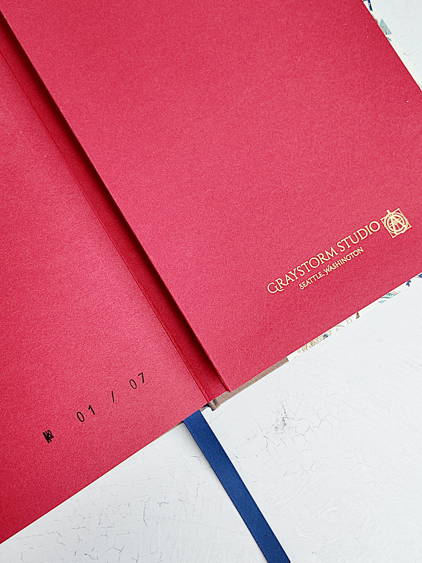 B5 192-page Hardcover Journal finished in botanical Florentine Print and Blue/Gold Japanese Book Cloth