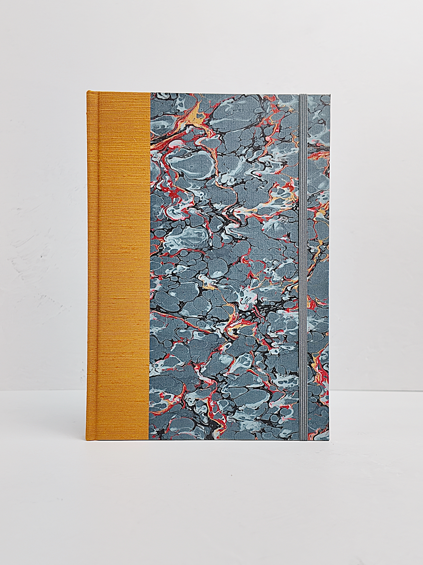 NEW B5 192-page Hardcover Journal finished in Ochre Japanese book cloth and French Marble Paper