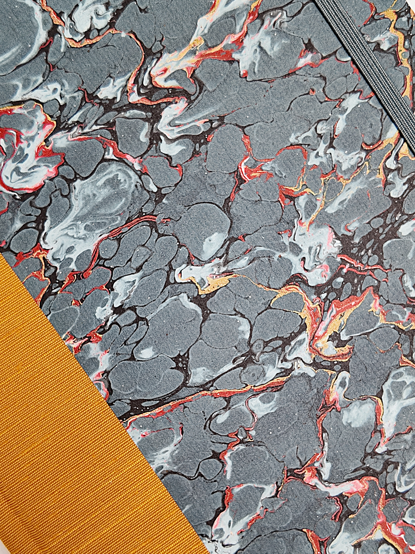 NEW B5 192-page Hardcover Journal finished in Ochre Japanese book cloth and French Marble Paper