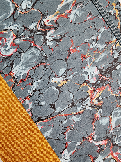 NEW B5 192-page Hardcover Journal finished in Ochre Japanese book cloth and French Marble Paper