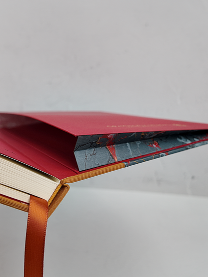 NEW A5 160-page Hardcover Journal finished in Ochre Japanese book cloth and French Marble Paper