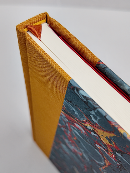 NEW B5 192-page Hardcover Journal finished in Ochre Japanese book cloth and French Marble Paper